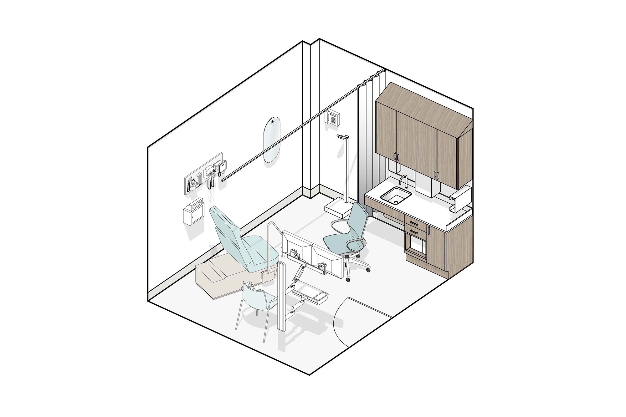 dattner-architects-nyc-Lower East Side Community Healthcare Center-examroom-axon